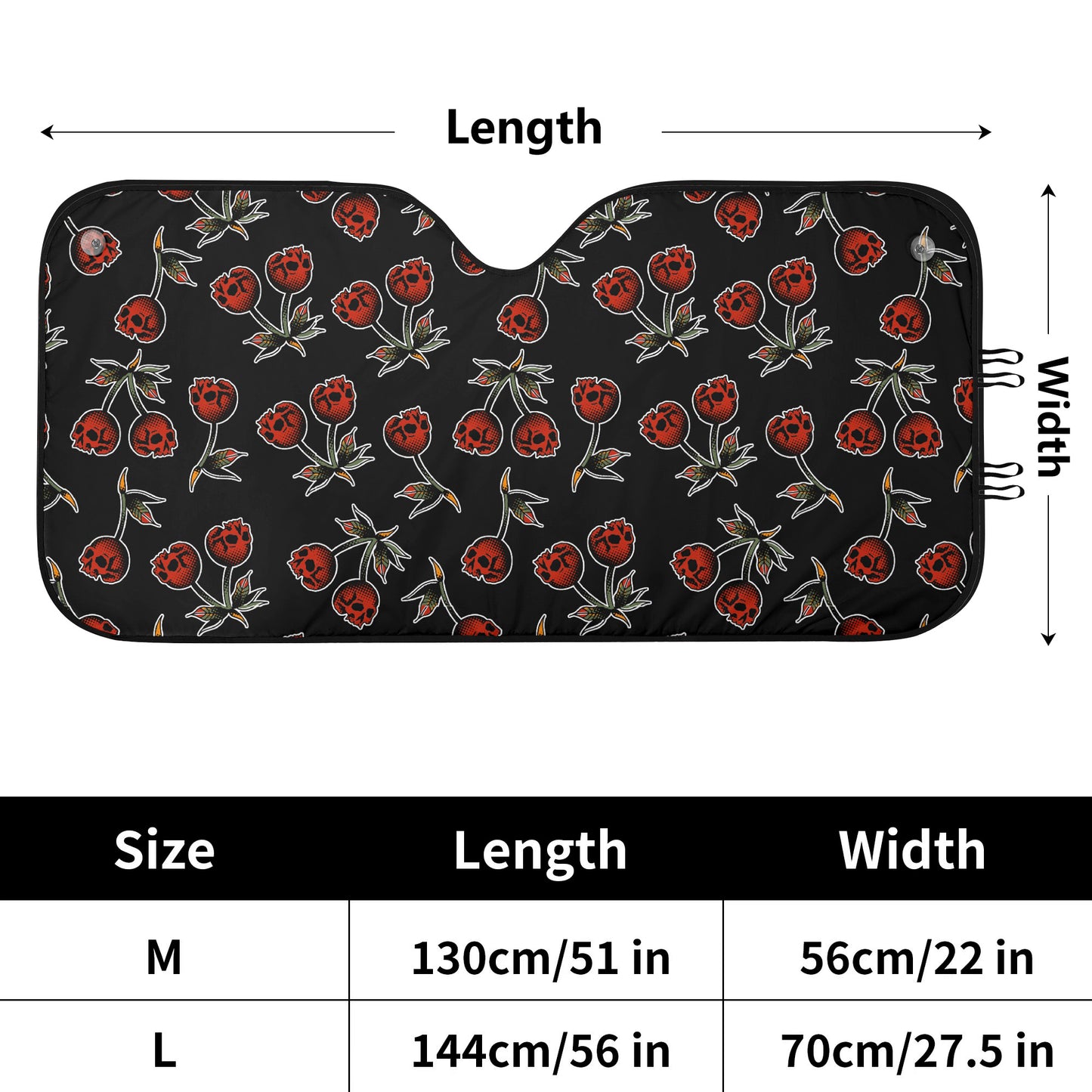 Parasol para coche con cerezas y calaveras