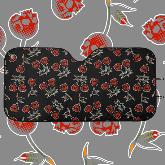 Parasol para coche con cerezas y calaveras