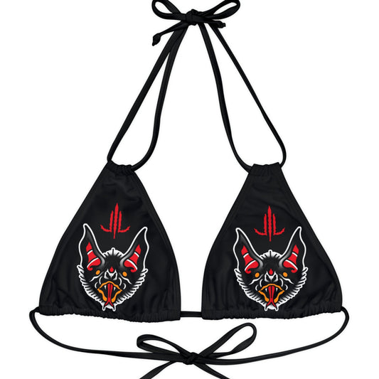Top de bikini con tiras de murciélagos tradicionales
