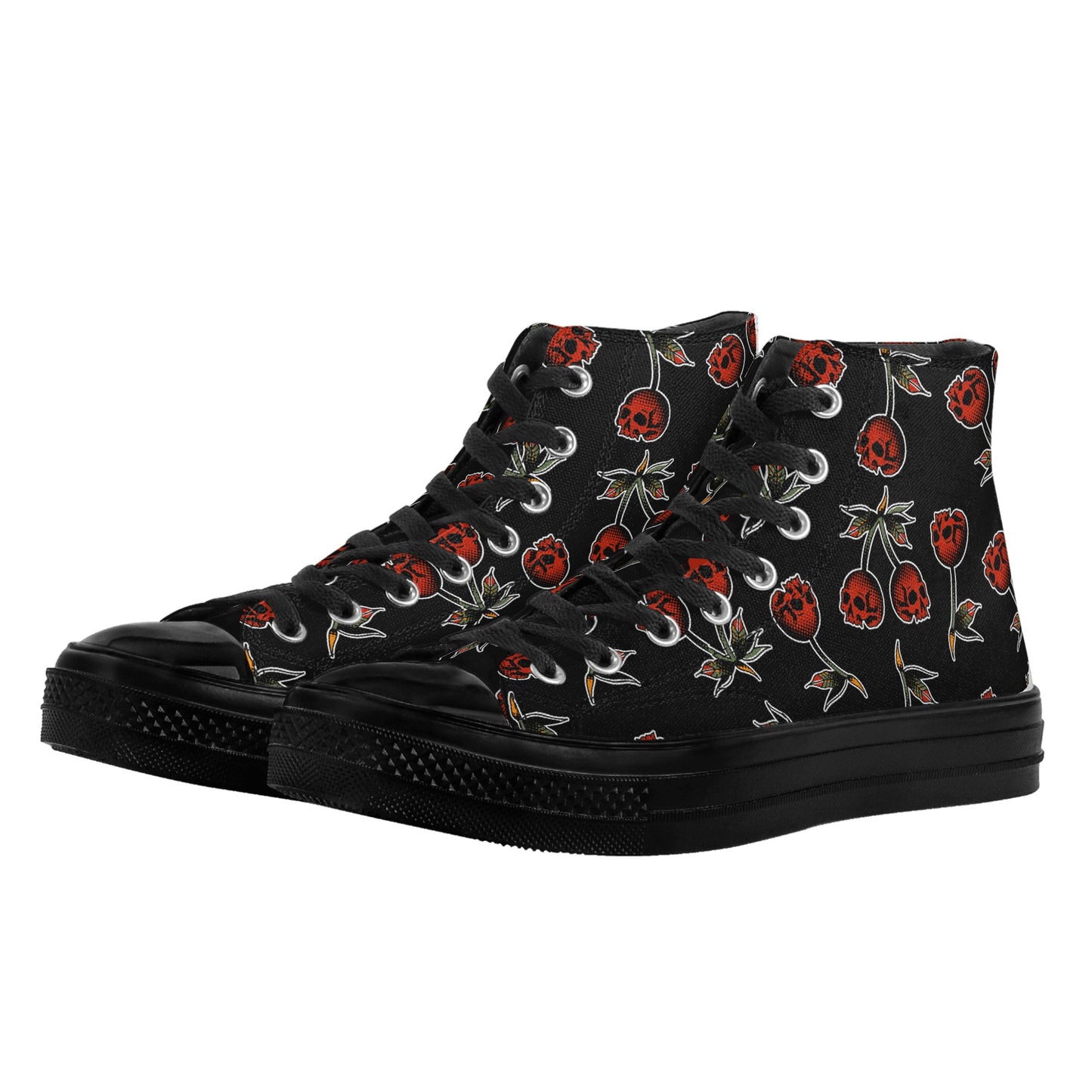Skull Cherries High Top Canvas Shoes