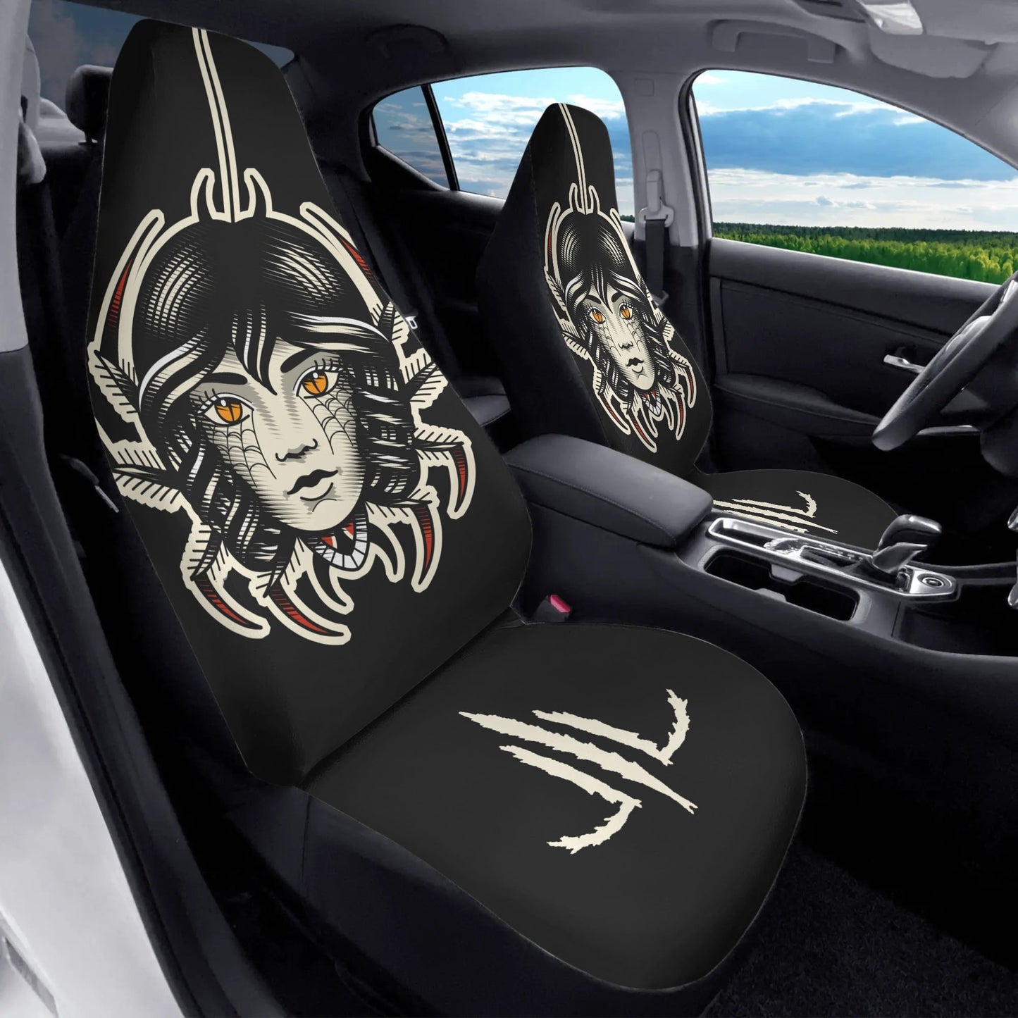 Traditional Spider Girlhead Car Seat Covers (2 Pcs)