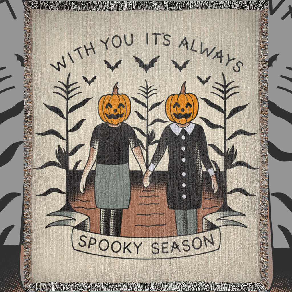 2 Girls 1 Spooky Season Woven Blanket