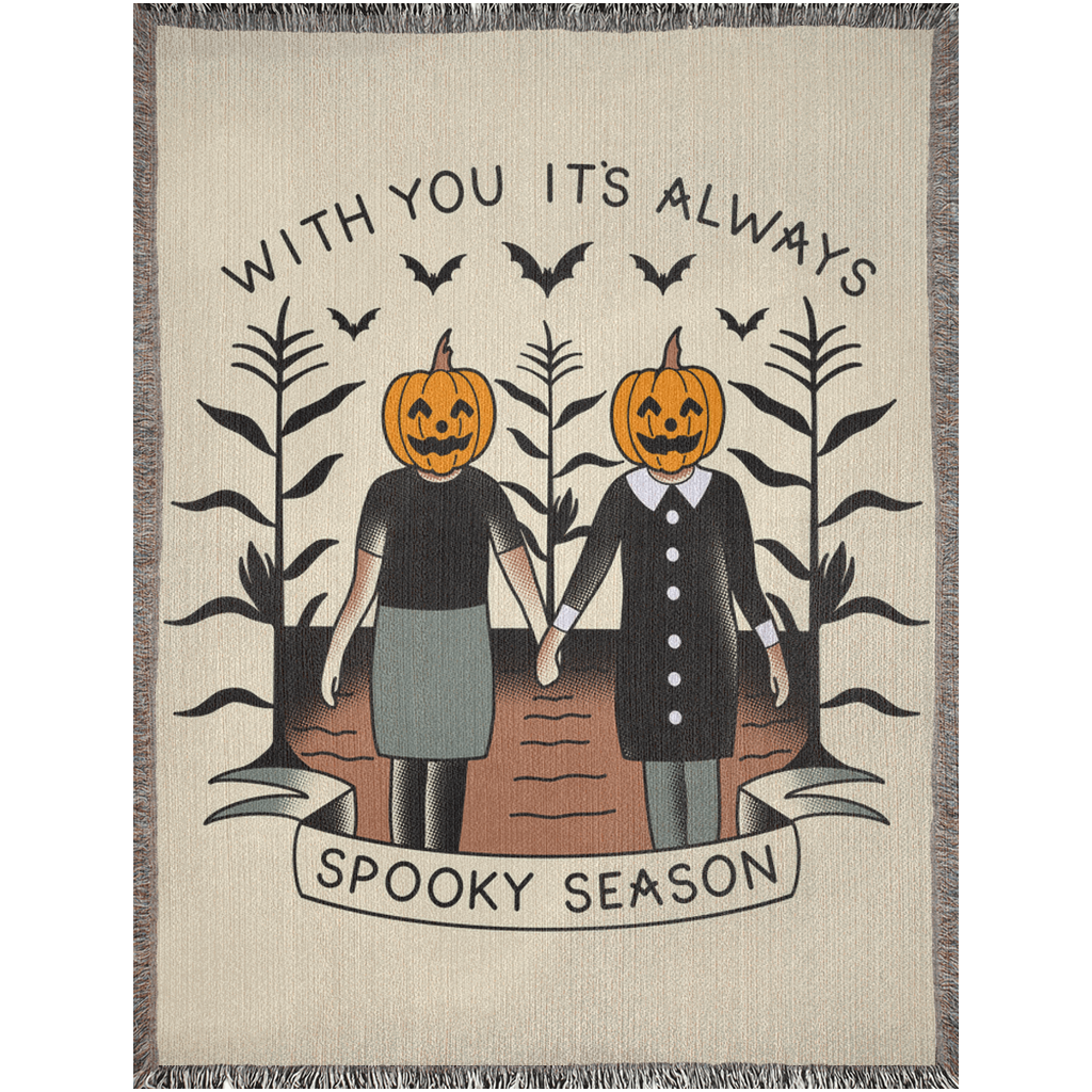 2 Girls 1 Spooky Season Woven Blanket