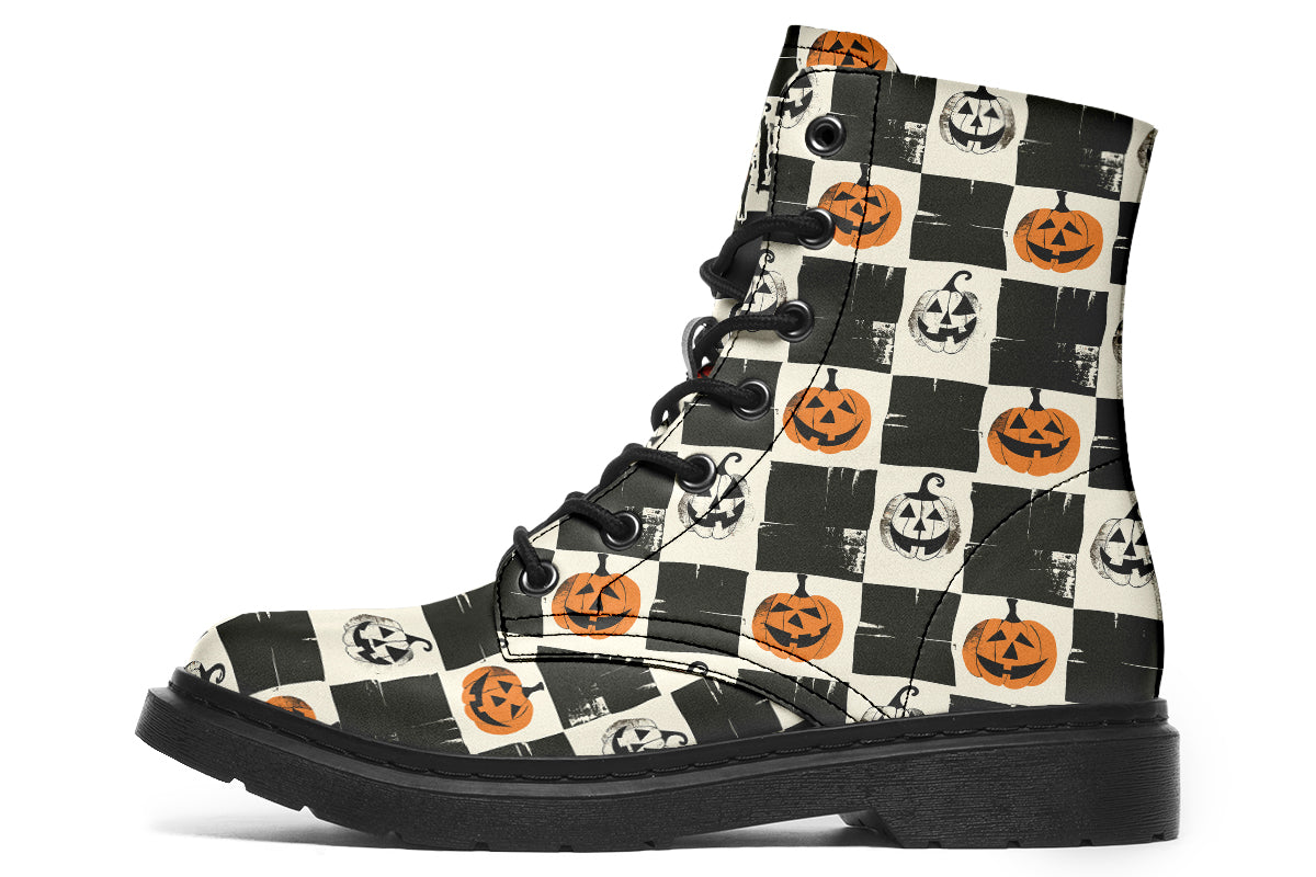 Checkered Pumpkins Boots