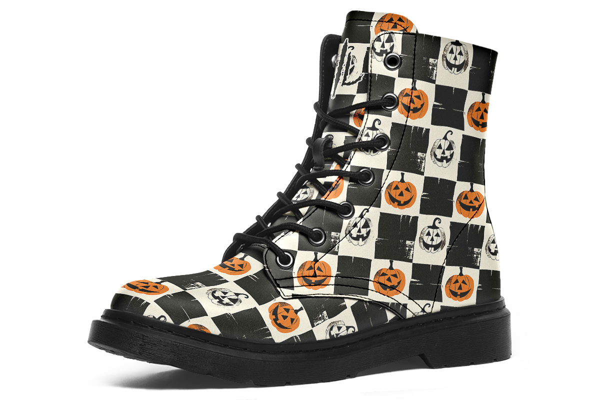Checkered Pumpkins Boots