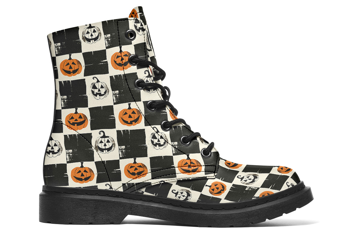 Checkered Pumpkins Boots