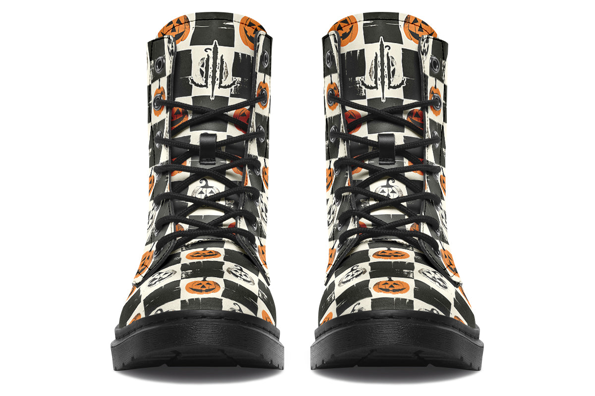 Checkered Pumpkins Boots
