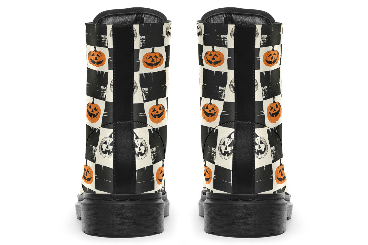 Checkered Pumpkins Boots