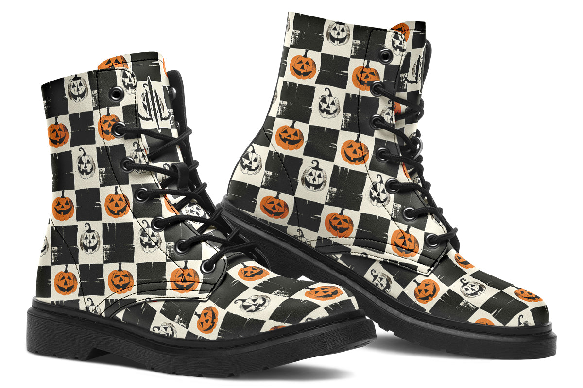 Checkered Pumpkins Boots