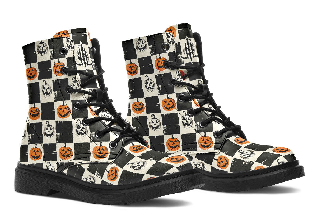 Checkered Pumpkins Boots