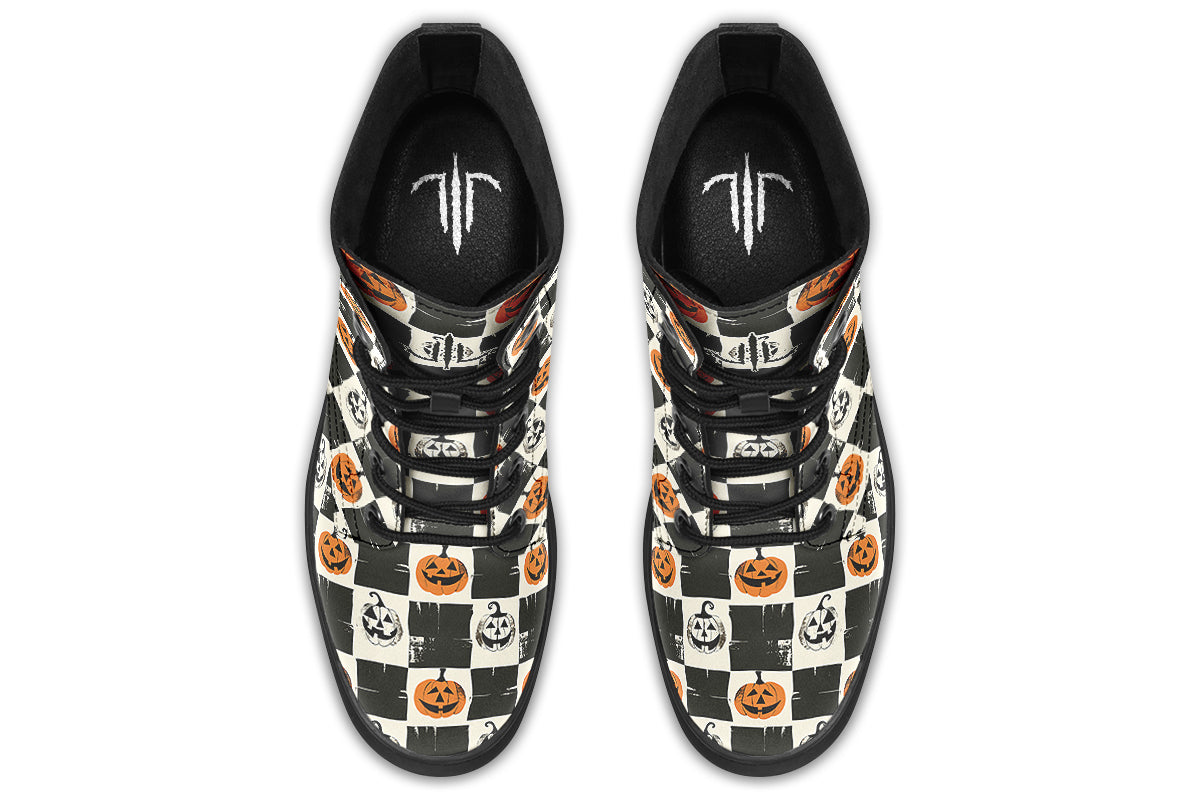 Checkered Pumpkins Boots