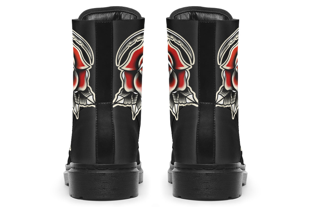 Red Rose Scythe Skull Boots