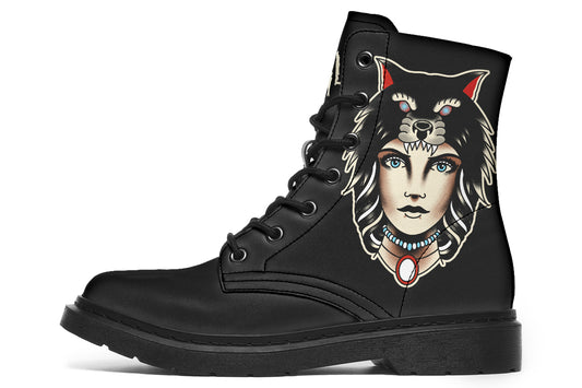 Wolf Cowl Girl Head Boots
