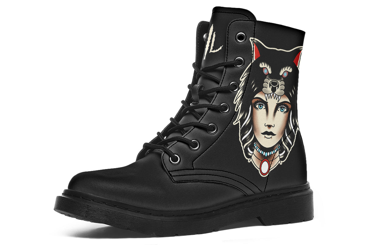 Wolf Cowl Girl Head Boots