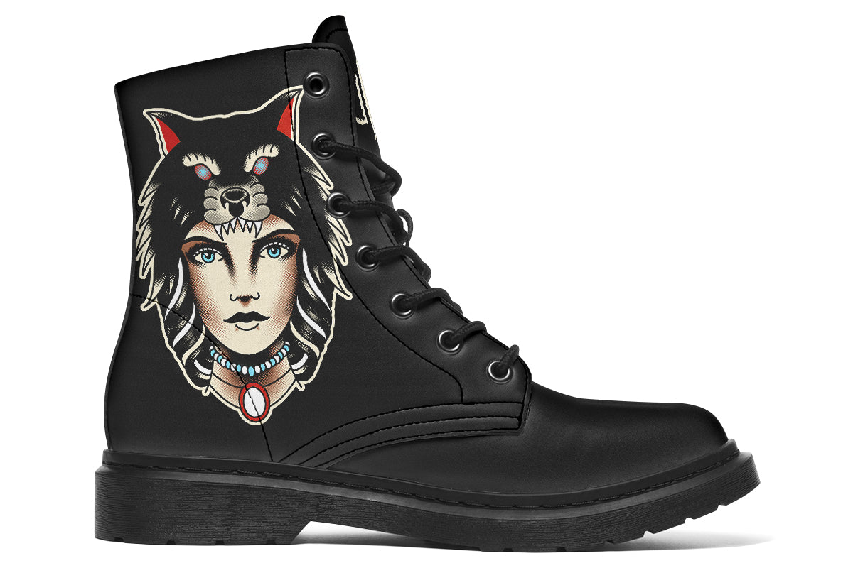 Wolf Cowl Girl Head Boots