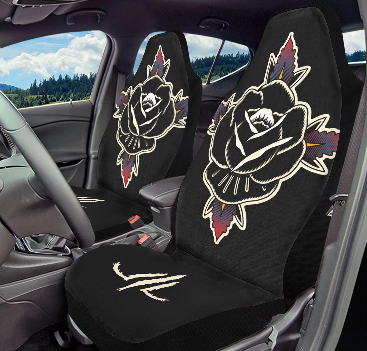 Black Rose Car Seat Cover - Last Light Apparel