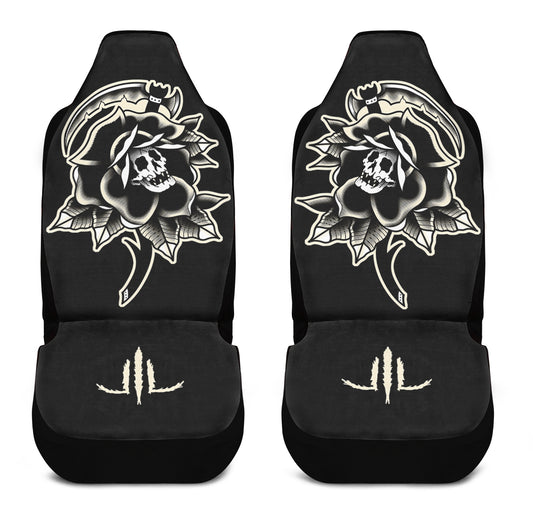 Black Rose Scythe Skull Car Seat Covers