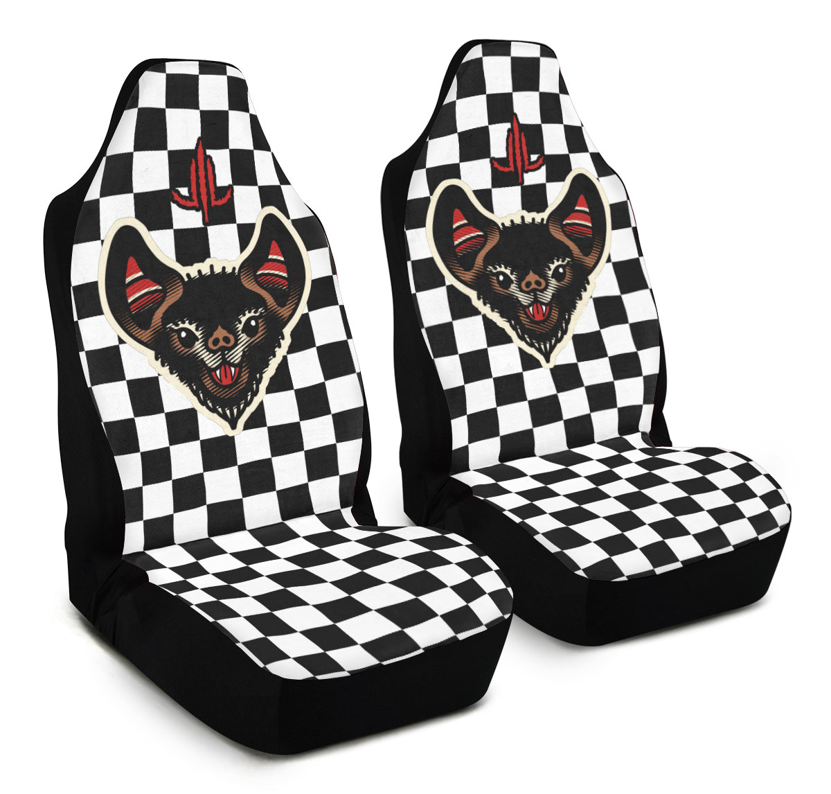 Checkered Bats V2 Car Seat Covers