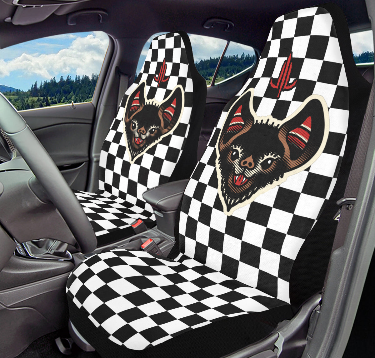 Checkered Bats V2 Car Seat Covers