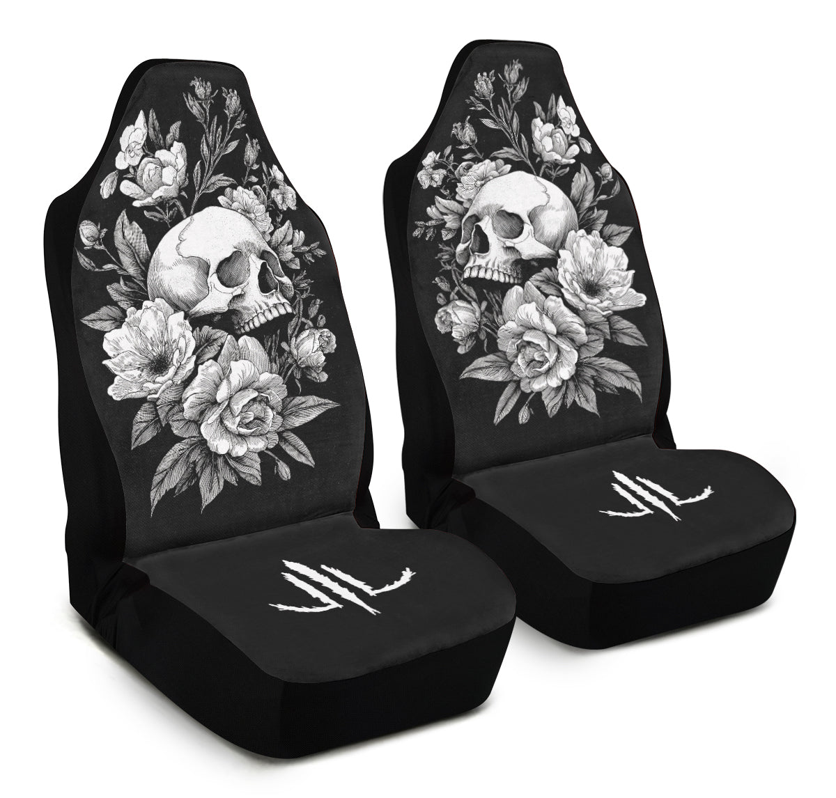 Flowering Skull Car Seat Cover
