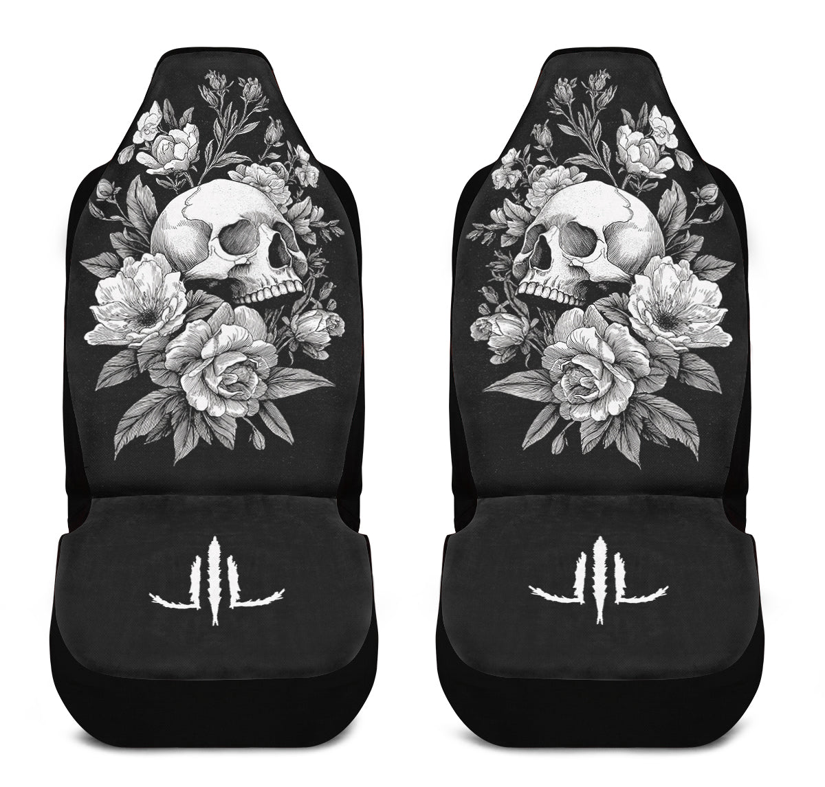 Flowering Skull Car Seat Cover