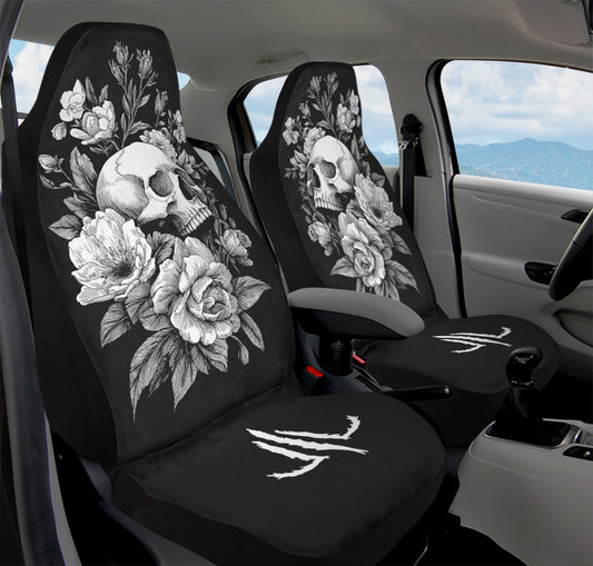 Flowering Skull Car Seat Cover