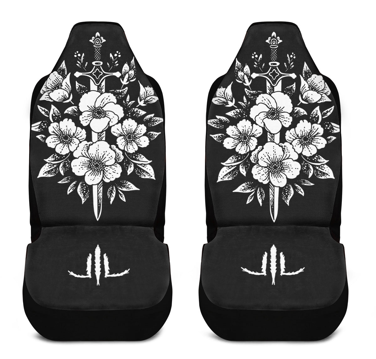 Minimalist Dagger Flowers Car Seat Cover