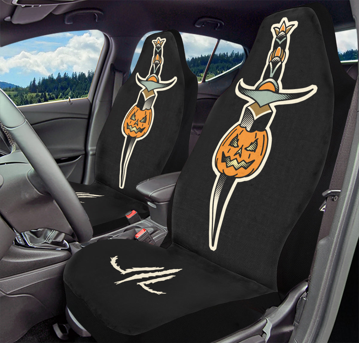 Pumpkin Dagger Car Seat Covers