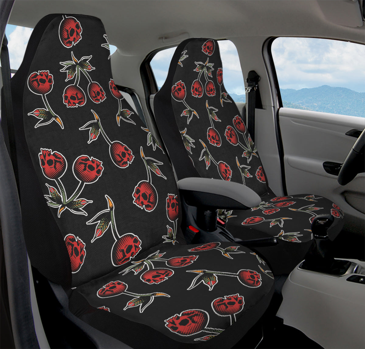 Skull Cherry Pattern Car Seat Covers