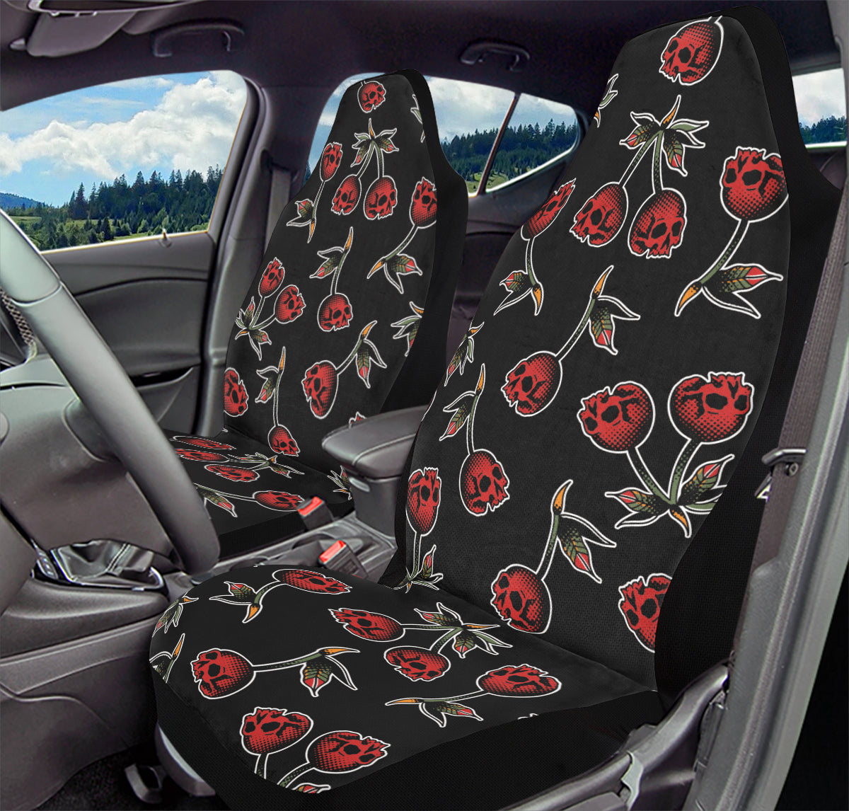 Skull Cherry Pattern Car Seat Covers