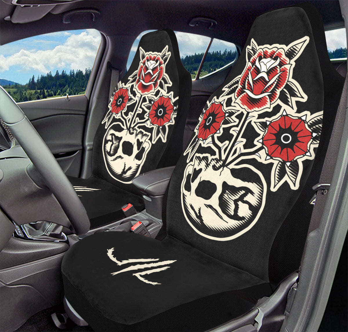 Skull Flowers Car Seat Covers