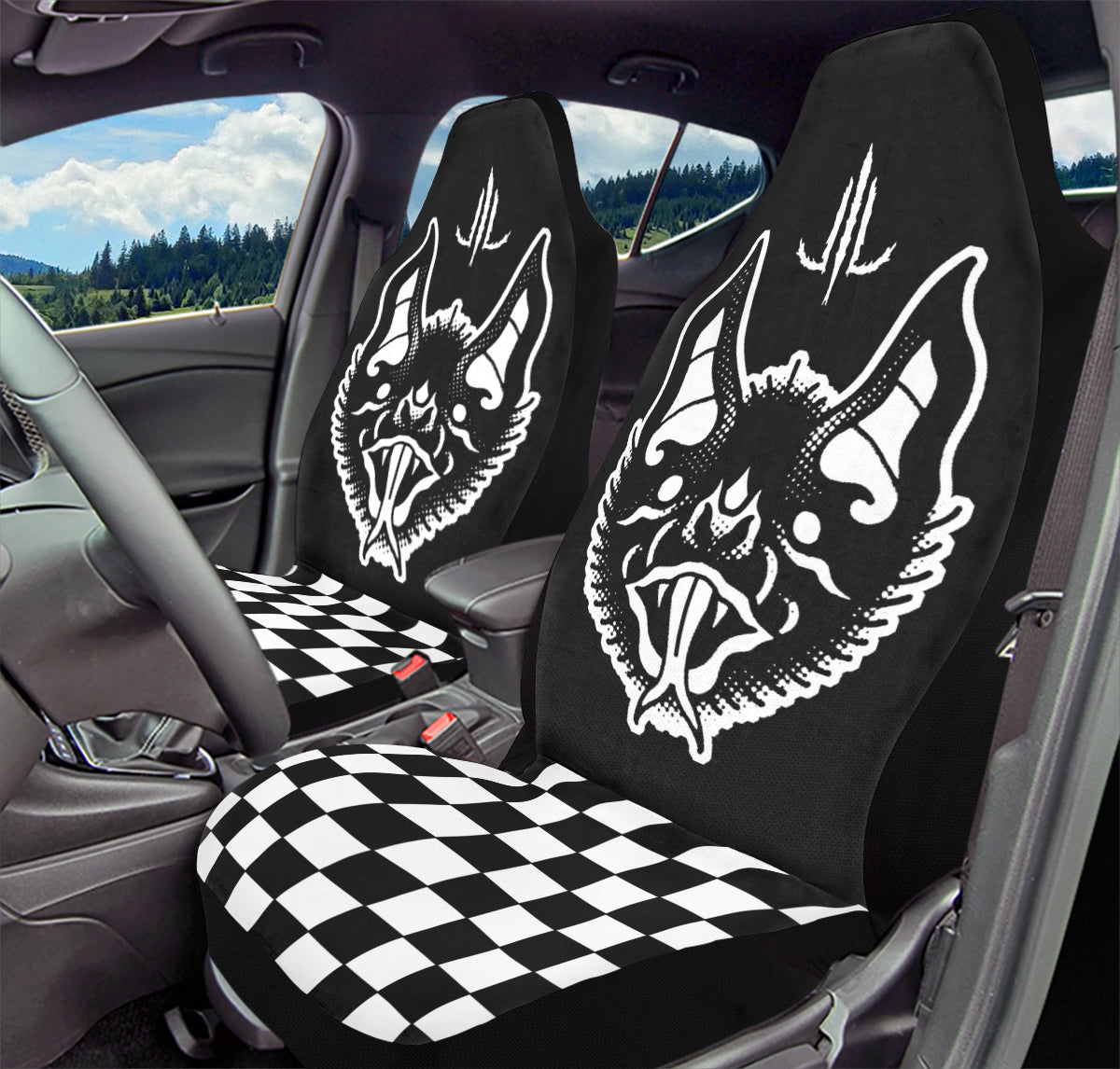 Traditional Checkered Bats Car Seat Covers