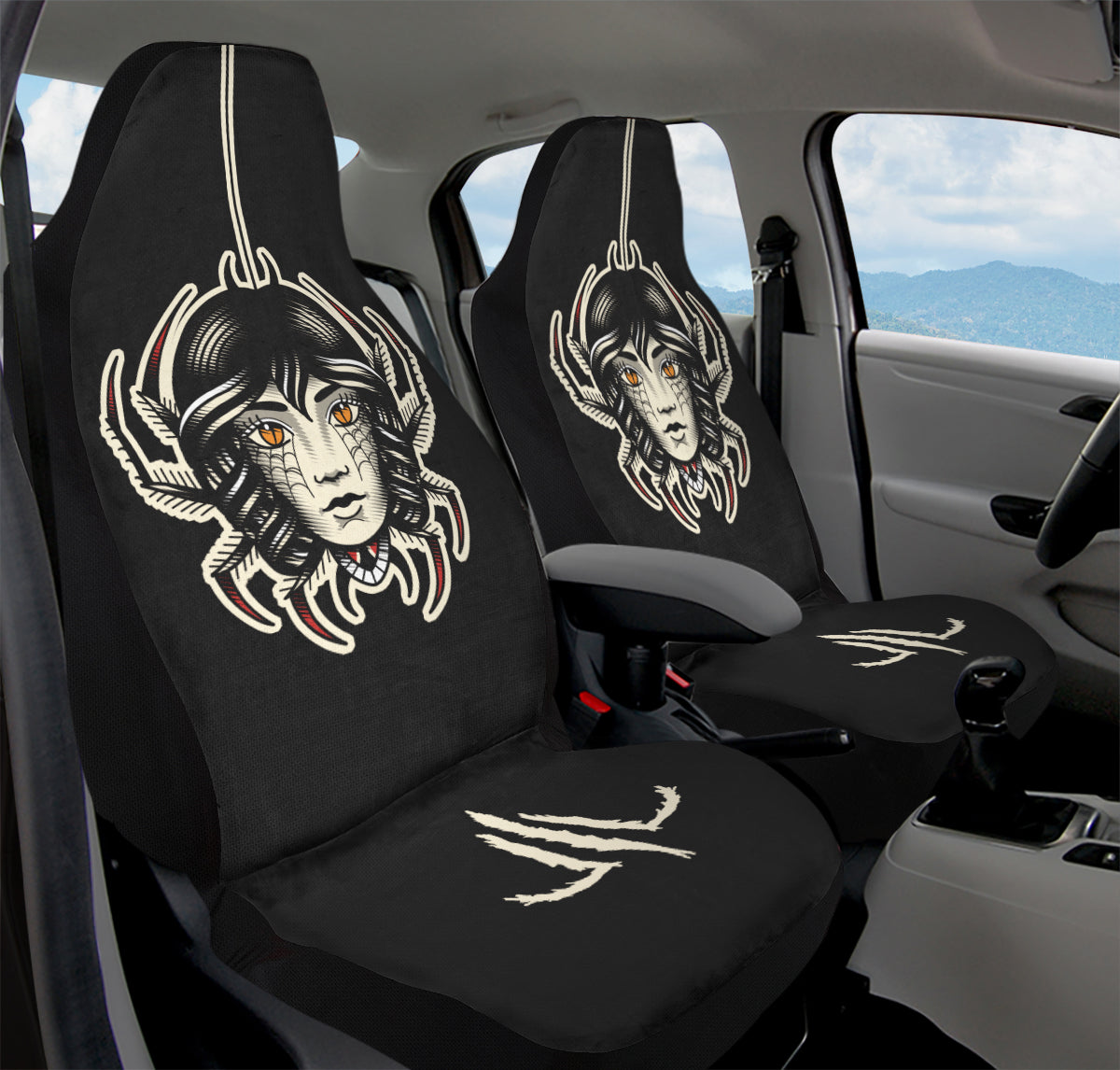 Traditional Spider Girl Head Car Seat Covers