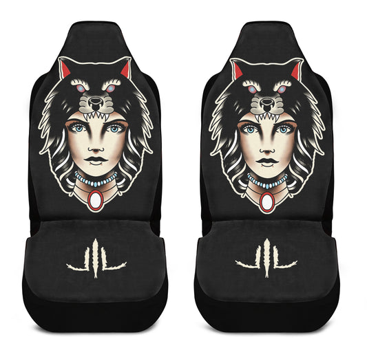 Wolf Cowl Girl Head Car Seat Covers