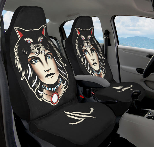Wolf Cowl Girl Head Car Seat Covers
