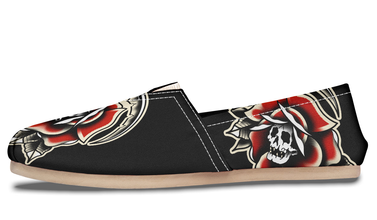Red Rose Scythe Skull Casual Shoes