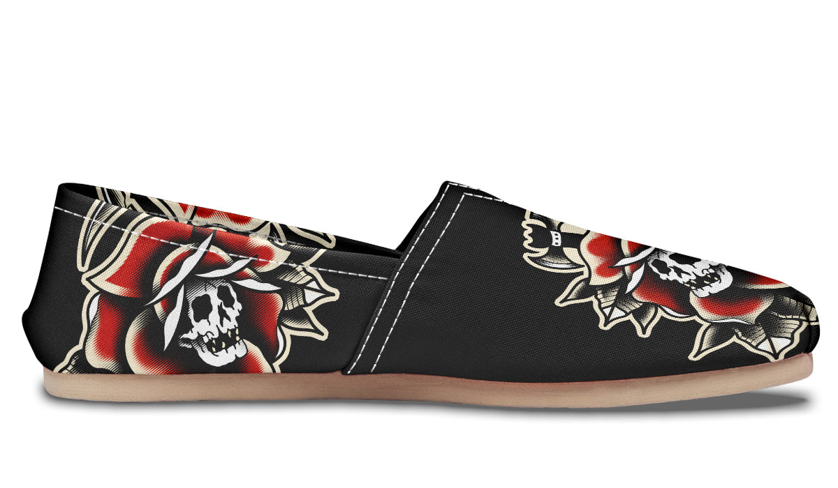 Red Rose Scythe Skull Casual Shoes