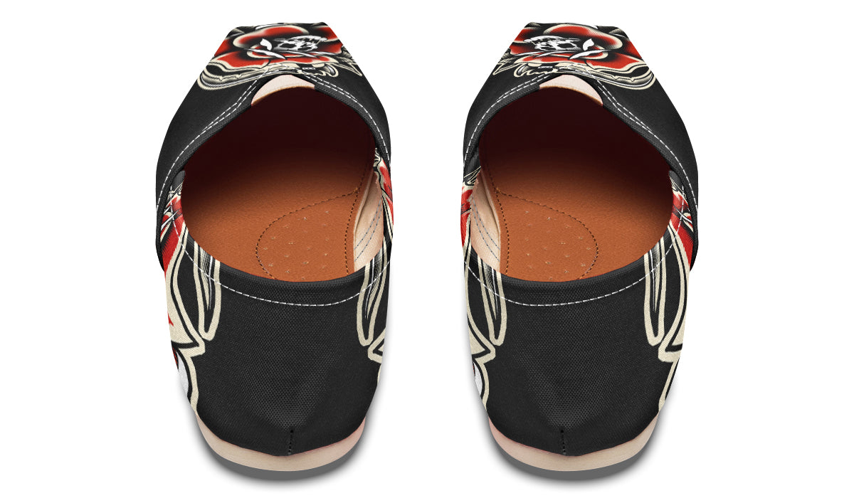 Red Rose Scythe Skull Casual Shoes