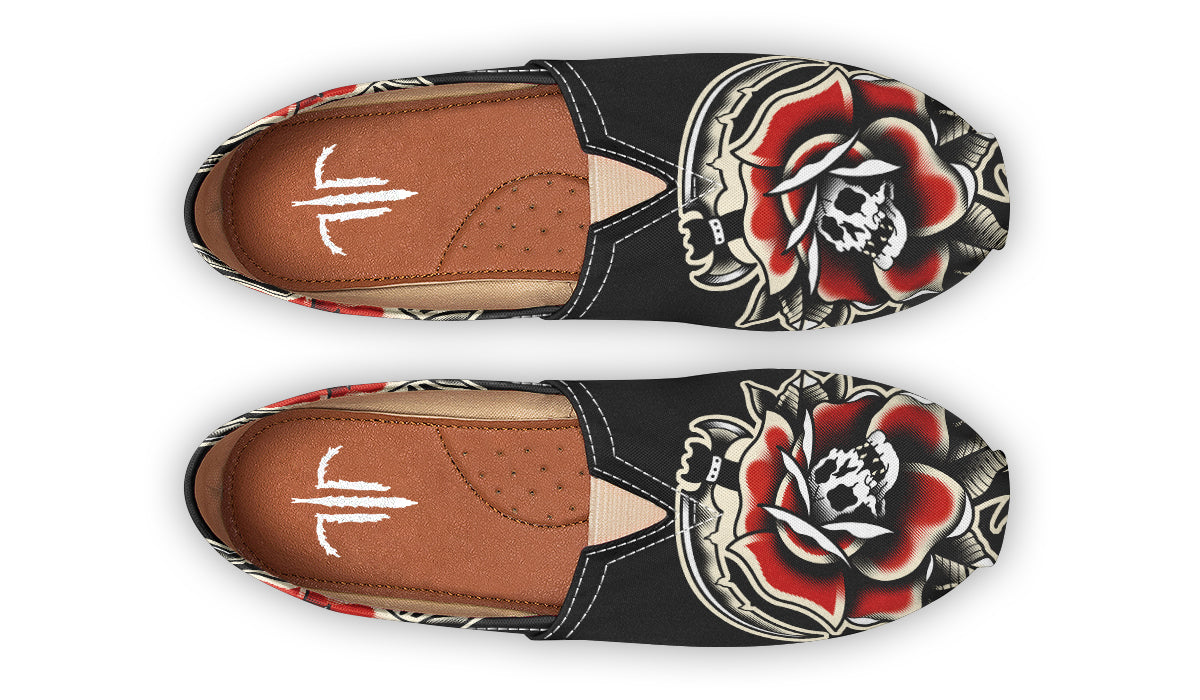 Red Rose Scythe Skull Casual Shoes
