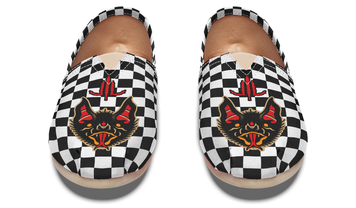 Vampire Bat Checkered Casual Shoes