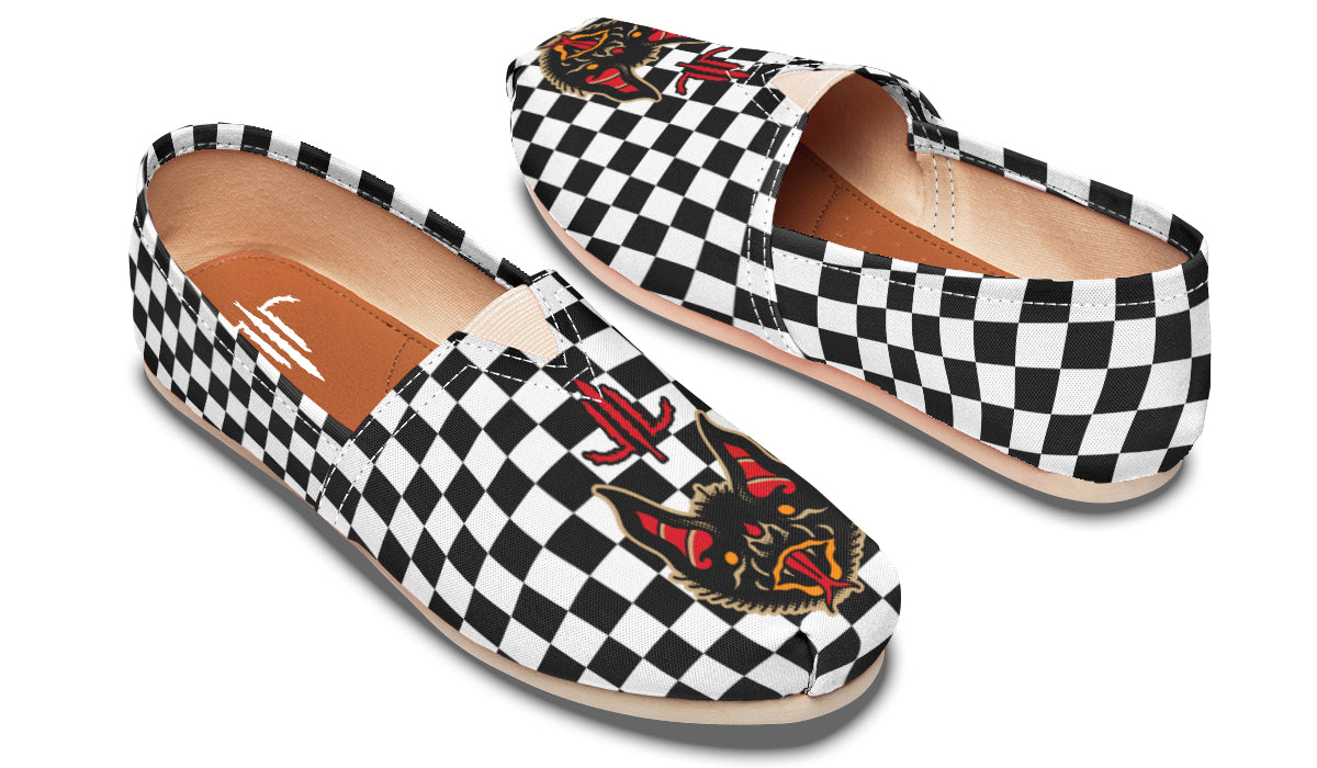 Vampire Bat Checkered Casual Shoes