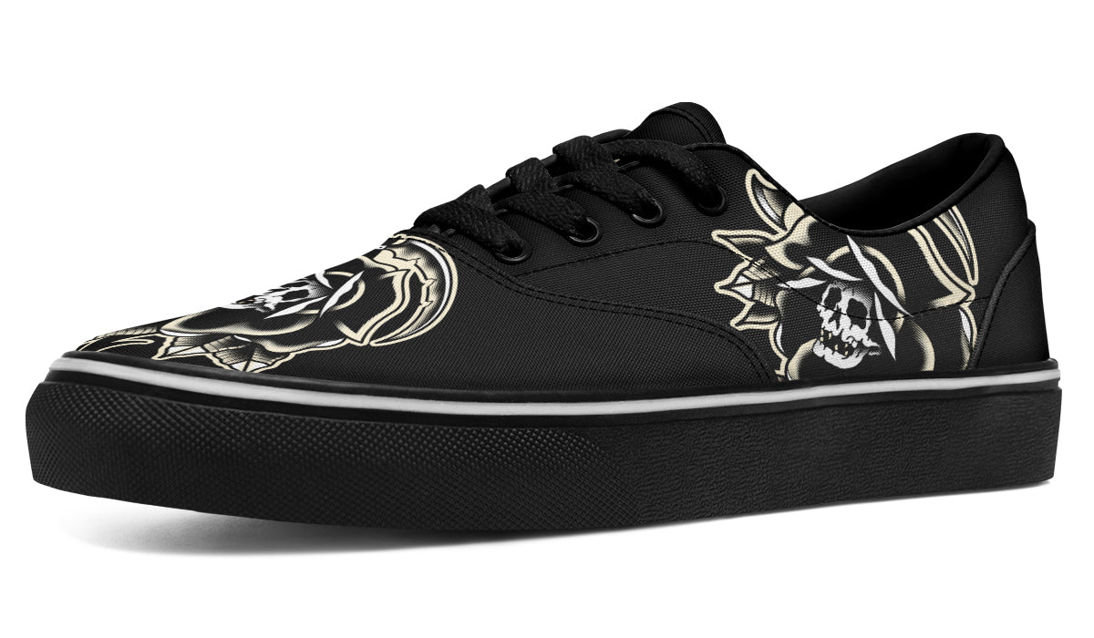 Black Rose Scythe Skull Classic Shoes