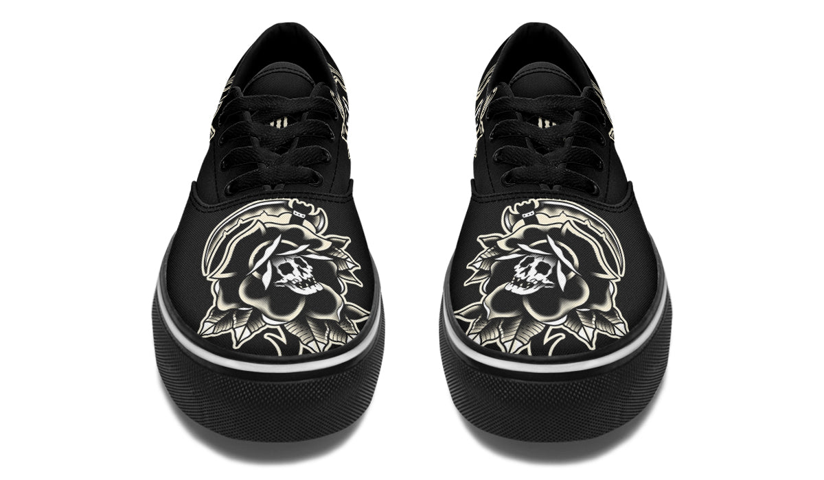 Black Rose Scythe Skull Classic Shoes