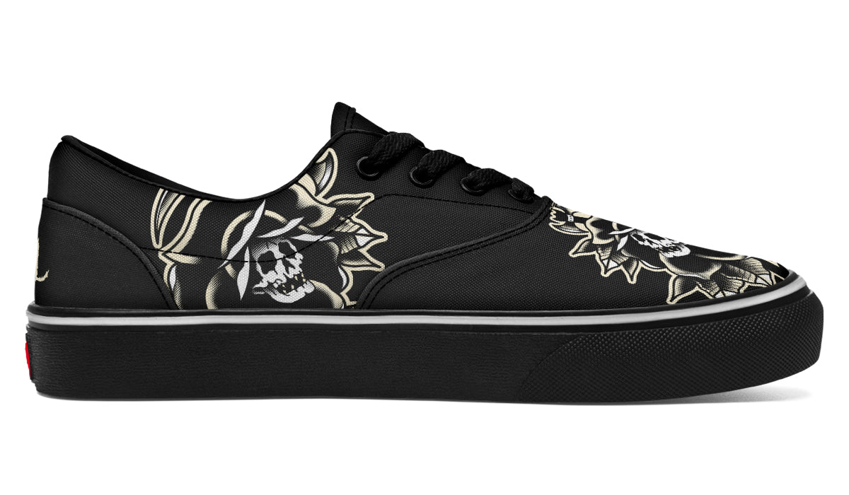 Black Rose Scythe Skull Classic Shoes