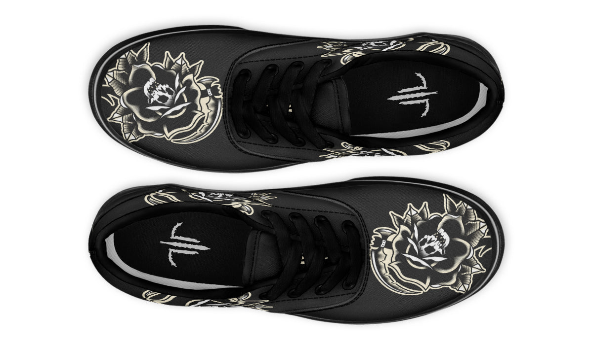 Black Rose Scythe Skull Classic Shoes