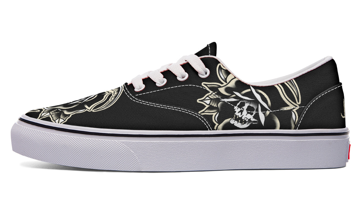 Black Rose Scythe Skull Classic Shoes