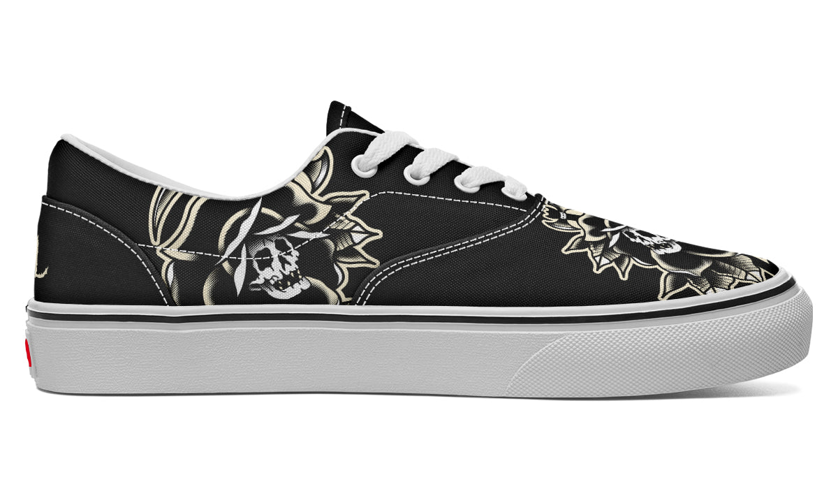 Black Rose Scythe Skull Classic Shoes