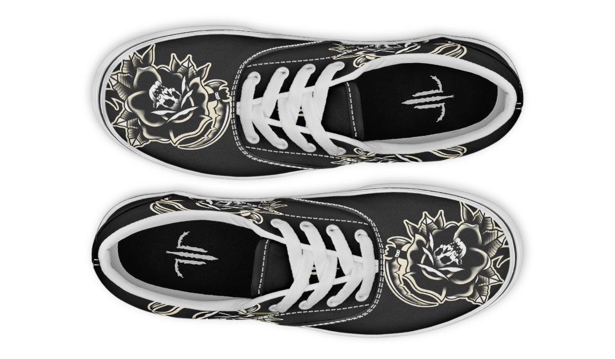 Black Rose Scythe Skull Classic Shoes