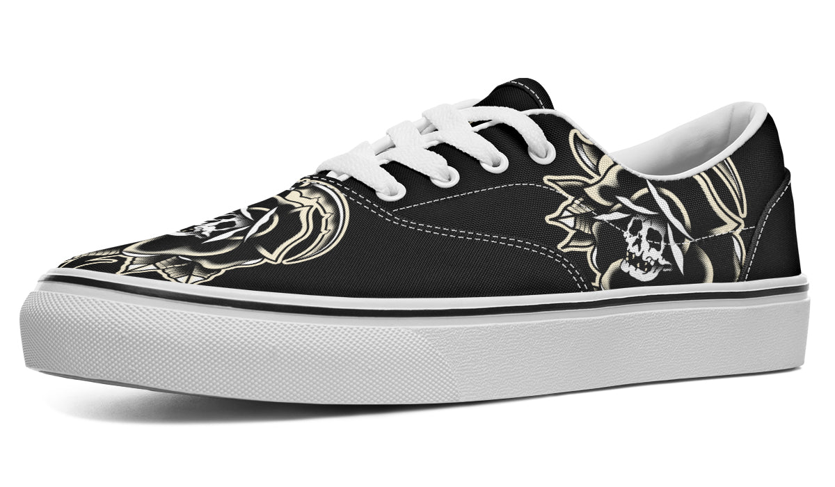 Black Rose Scythe Skull Classic Shoes