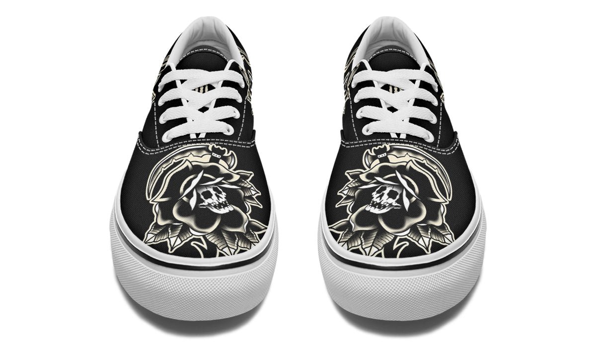 Black Rose Scythe Skull Classic Shoes